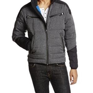 Y2K Diesel W-Izumo Down Quilted Biker Style jacket Gray Black Mens Size S